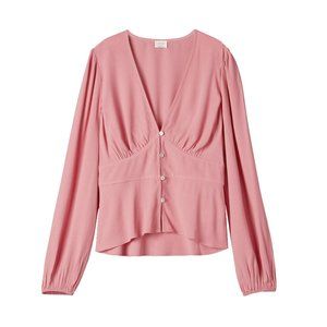 COPY - Aritzia Wilfred Wild Pink New Prairie Blouse, XXS